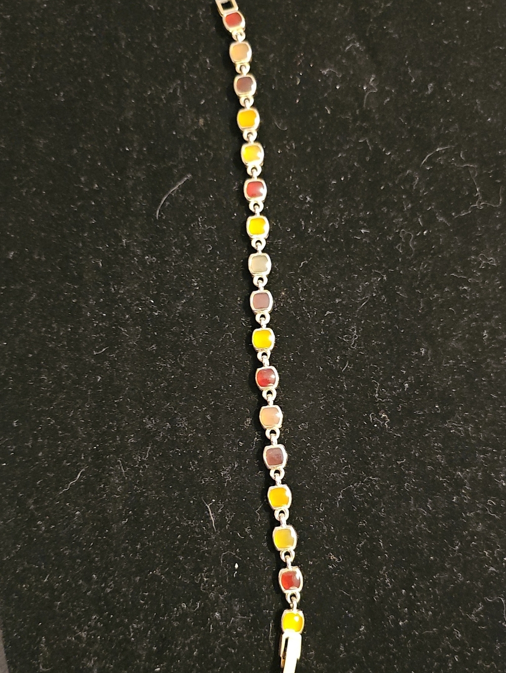 Liz Claiborne Multi-Color Enamel Square Link Bracelet Womens Size OS Silver Tone